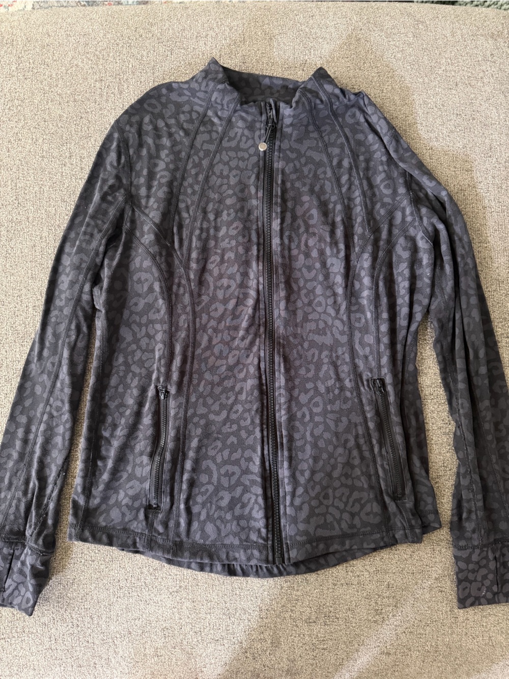 Women's Black Leopard-Print Zip Front Jacket